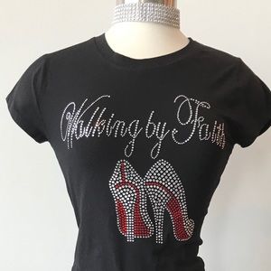 WALKING BY FAITH Stoned Fitted T-Shirt